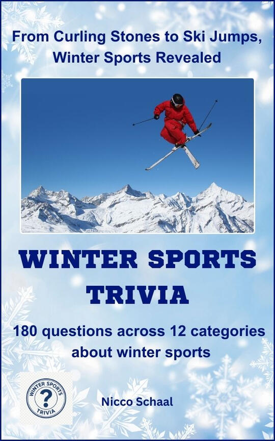 Winter sports trivia quiz book covering skiing, snowboarding Olympics, and cold-weather sports