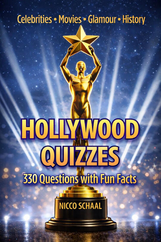Hollywood trivia quizzes book covering movies, actors, film history, and the entertainment industry